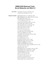 WWW 2009 Refereed Track: Social Networks and Web 2.0