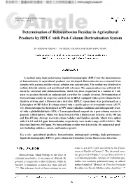Determination of Butocarboxim Residue in Agricultural Products by HPLC with Post-Column Derivatization System