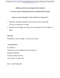 Gabaergic Deficits and Schizophrenia-Like Behaviors in A