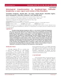 Histological Transformation in Duodenal-Type Follicular Lymphoma: a Case Report and Review of the Literature