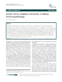 Innate Versus Adaptive Immunity in Kidney Immunopathology Hans-Joachim Anders