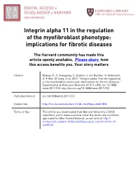 Integrin Alpha 11 in the Regulation of the Myofibroblast Phenotype: Implications for Fibrotic Diseases