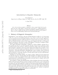 Introduction to Magnetic Monopoles