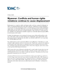 Myanmar: Conflicts and Human Rights Violations Continue to Cause Displacement