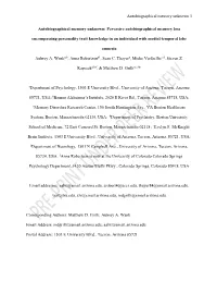 Pervasive Autobiographical Memory Loss Encompassing Personali