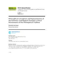 Philosophical Conceptions and Representations of the Feminine: Contributions Towards a Critical Hermeneutics of the Philosophical Tradition