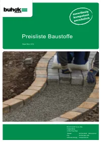 Preisliste Baustoffe