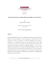 Social Constructivisms in Global and European Politics (A Review Essay)