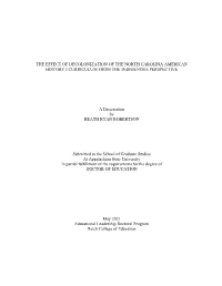 The Effect of Decolonization of the North Carolina American History I Curriculum from the Indigenous Perspective