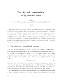 The Physical Characteristics of Hypersonic Flows 1 Atmospheric Particulates 1 (Dust, Ice, Droplets, and Aerosols) � 1 Ma