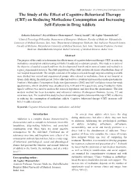 The Study of the Effect of Cognitive-Behavioral Therapy (CBT) on Reducing Methadone Consumption and Increasing Self-Esteem in Drug Addicts