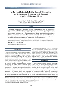 A Rare but Potentially Lethal Case of Tuberculous Aortic Aneurysm Presenting with Repeated Attacks of Abdominal Pain
