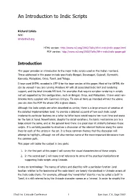 An Introduction to Indic Scripts