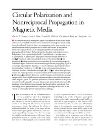 Circular Polarization and Nonreciprocal Propagation in Magnetic Media Circular Polarization and Nonreciprocal Propagation in Magnetic Media Gerald F