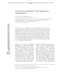 Host Genes Important to HIV Replication and Evolution