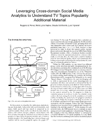 Leveraging Cross-Domain Social Media Analytics to Understand TV Topics Popularity Additional Material