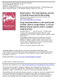 Song Characterization in the Spectacled
