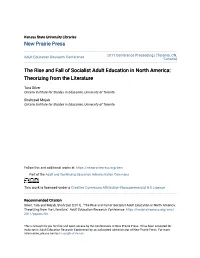 The Rise and Fall of Socialist Adult Education in North America: Theorizing from the Literature