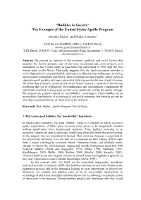 “Bubbles in Society” the Example of the United States Apollo Program