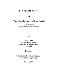 Canada Lynx Status Report