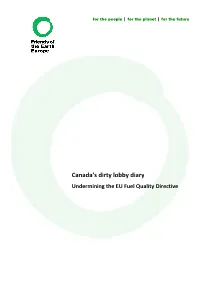 Canada's Dirty Lobby Diary