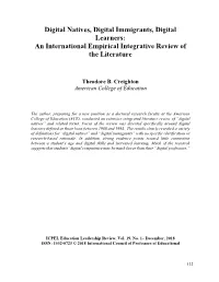Digital Natives, Digital Immigrants, Digital Learners: an International Empirical Integrative Review of the Literature