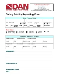 Diving Fatality Reporting Form