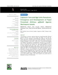 Exposure Time and Age Links Parasitism, Emergence And