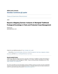 Inclusion of Aboriginal Traditional Ecological Knowledge in Parks and Protected Areas Management