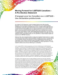 Moving Forward for LGBTQ2S Canadians – A