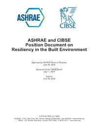 Position Document on Resiliency in the Built Environment