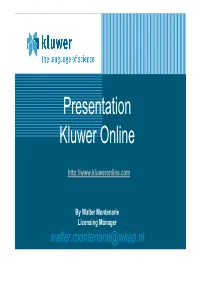 Presentation Kluwer Online