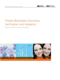 Protein Biomarker Discovery, Verification and Validation