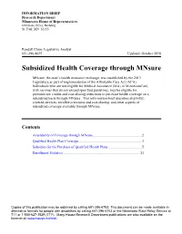 Subsidized Health Coverage Through Mnsure