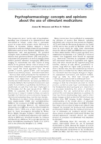 Concepts and Opinions About the Use of Stimulant Medications