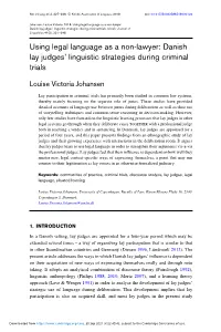 Danish Lay Judges' Linguistic Strategies