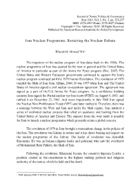 Iran Nuclear Programme: Revisiting the Nuclear Debate