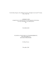Perilous Pop: Ragtime, Jazz and Progressive Social Thought in the Early 20 Century Press, 1900-1930 a DISSERTATION SUBMITTED TO