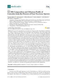 GC-MS Composition and Olfactory Profile of Concretes from the Flowers of Four Nicotiana Species