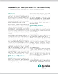 Implementing NIR for Polymer Production Process Monitoring Dr