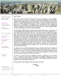 Off the Cuff Nov 4, 2010 First, Let Me Thank AJ and Kit for Taking Over the Reins and Getting Our Last Newsletter Online for All of You to Enjoy