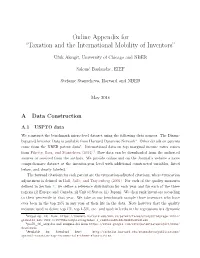 Online Appendix for “Taxation and the International Mobility of Inventors”