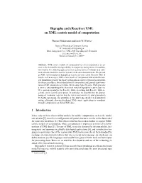Bigraphs and (Reactive) XML an XML-Centric Model of Computation