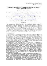 Creep Behaviour of Geometrically Nonlinear Soft Core Sandwich Panels