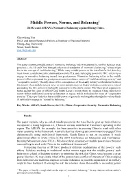 Middle Powers, Norms, and Balancing1