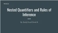 Nested Quantifiers and Rules of Inference