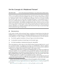 On the Concept of a Notational Variant*