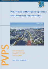 Photovoltaics and Firefighters' Operations: Best Practices In