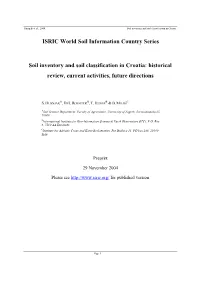 Soil Inventory and Soil Classification in Croatia: Historical Review, Current Activities, Future Directions