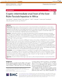 Cryptic Intermediate Snail Host of the Liver Fluke Fasciola Hepatica in Africa